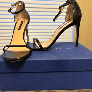 Stuart Weitzman Black Ankle Strap Heels